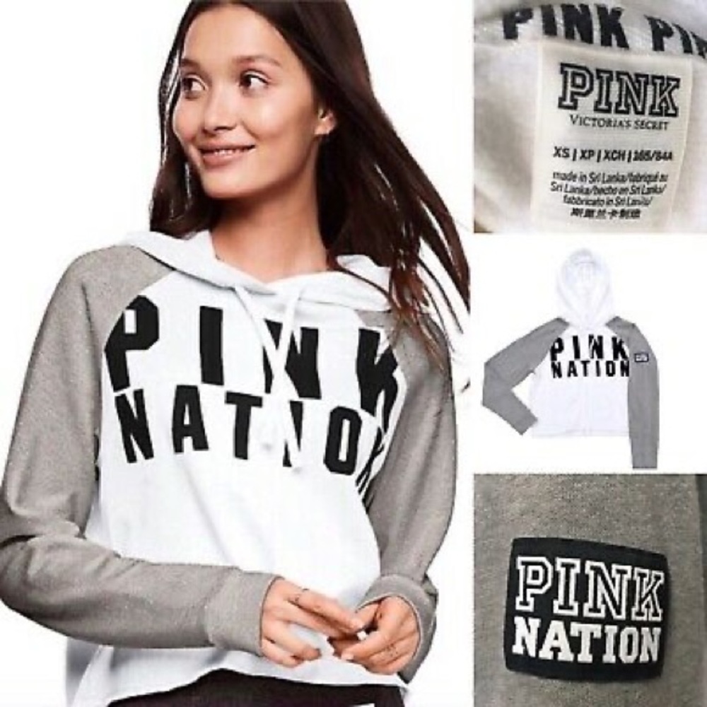 NWOT White Cropped Pullover Pink VS - Picture 5 of 6
